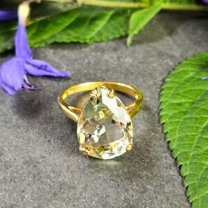 NIB Savvy Cie 6.80 Ct. Tw. Green Amethyst Cocktail Statement Ring, Size 7